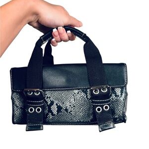 Vintage Y2K Nine West Black and Gray Snakeskin Pattern mini bag